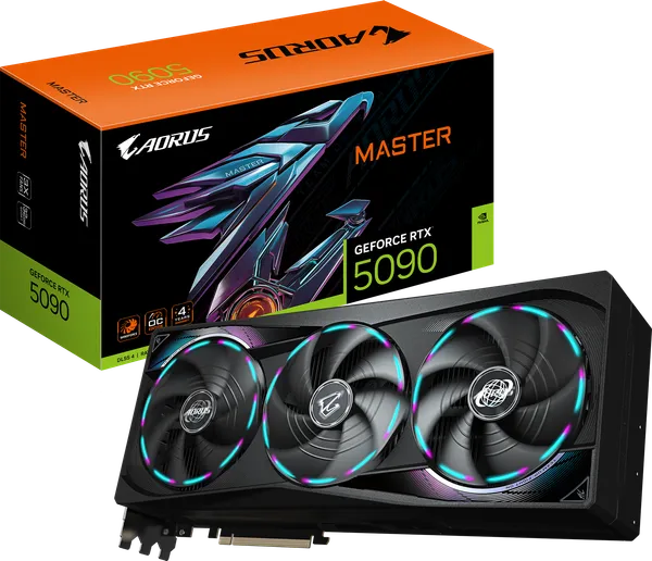 GIGABYTE AORUS GeForce RTX 5090 MASTER 32G GPU (manufacturer photo)